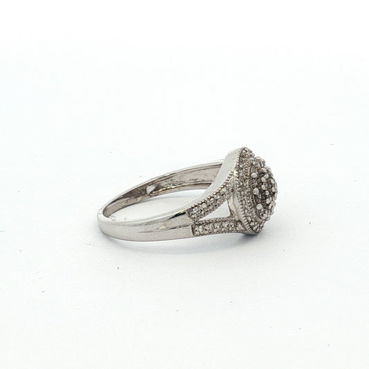 White Gold 68-Stone Diamond Cluster Ring