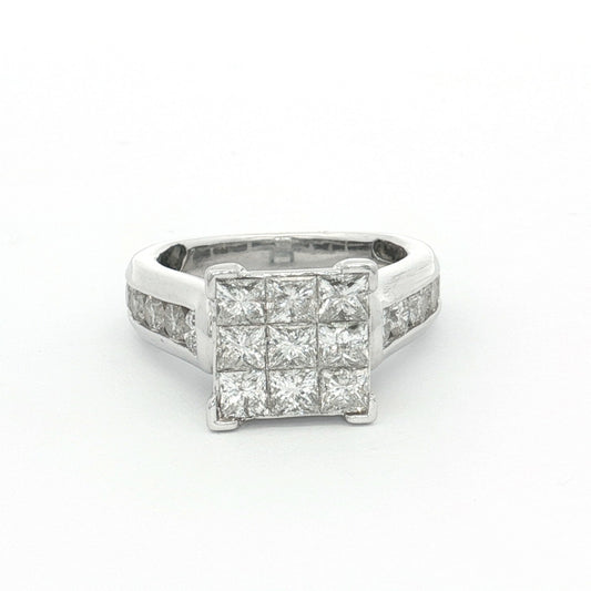 White Gold 2.25ct Princess & Round Brilliant Diamond Engagement Ring