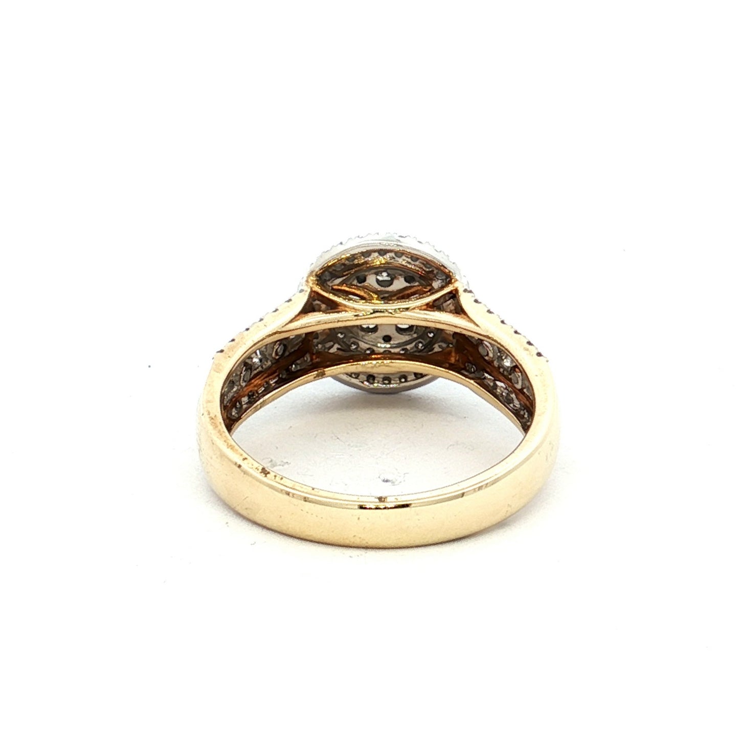 Yellow Gold Diamond Halo Cluster Ring