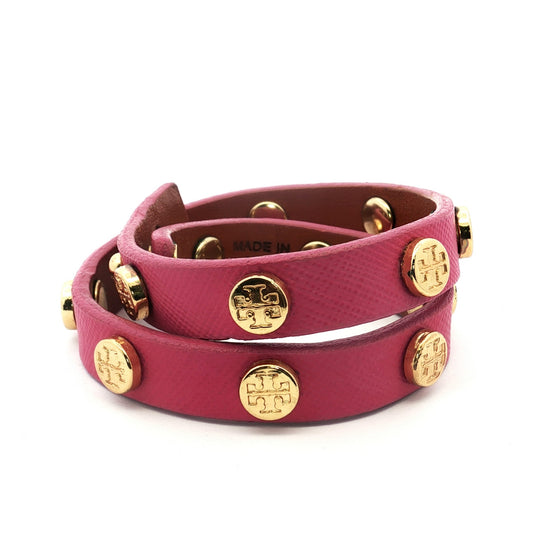 Tory Burch Pink Leather Wrap Bracelet