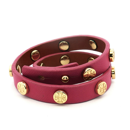 Tory Burch Pink Leather Wrap Bracelet