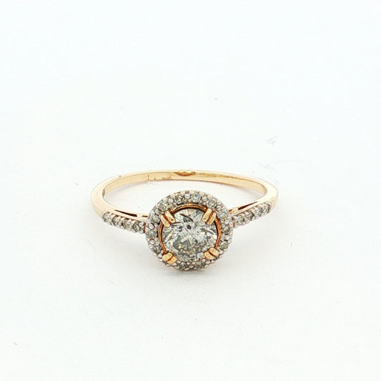 Yellow Gold Round Diamond Cluster Ring