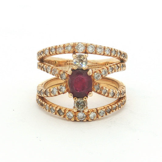 Yellow Gold Ruby & Diamond Ring