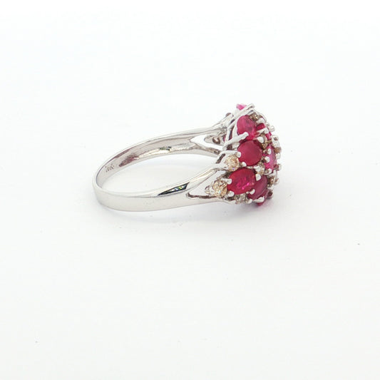 White Gold Ruby & Diamond Dome Ring