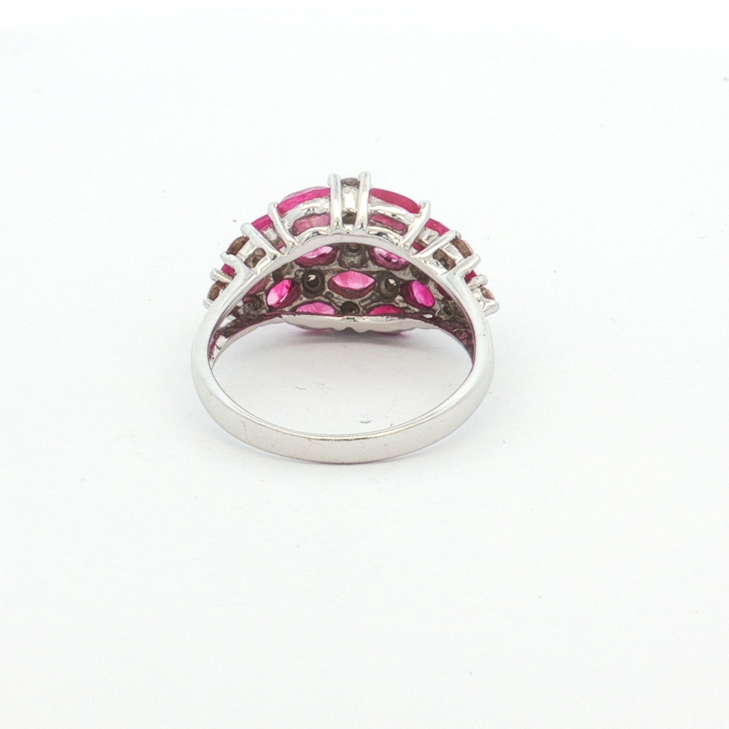 White Gold Ruby & Diamond Dome Ring