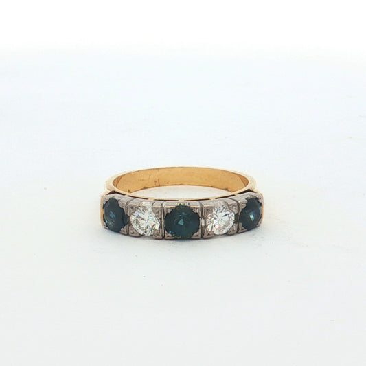 Yellow & White Gold Sapphire & Diamond Ring