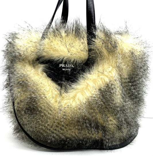 PRADA FAUX FUR TOTE HANBAG image 0