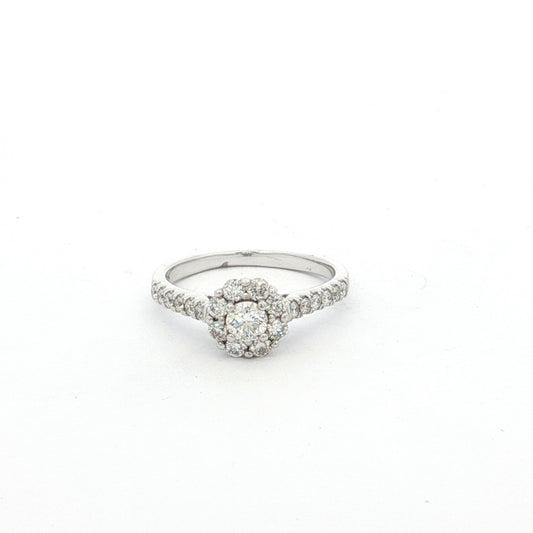 White Gold 21-Stone Diamond Cluster Ring