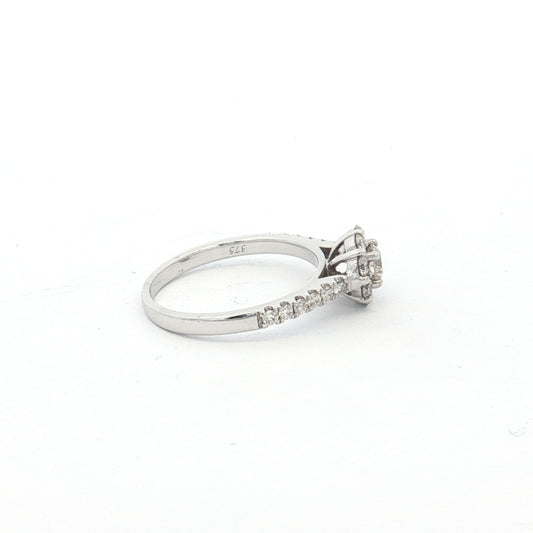 White Gold 21-Stone Diamond Cluster Ring
