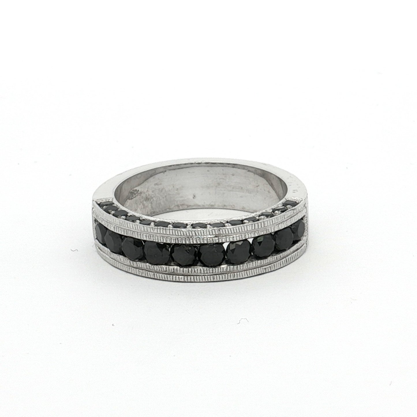 White Gold Black Diamond Band Ring