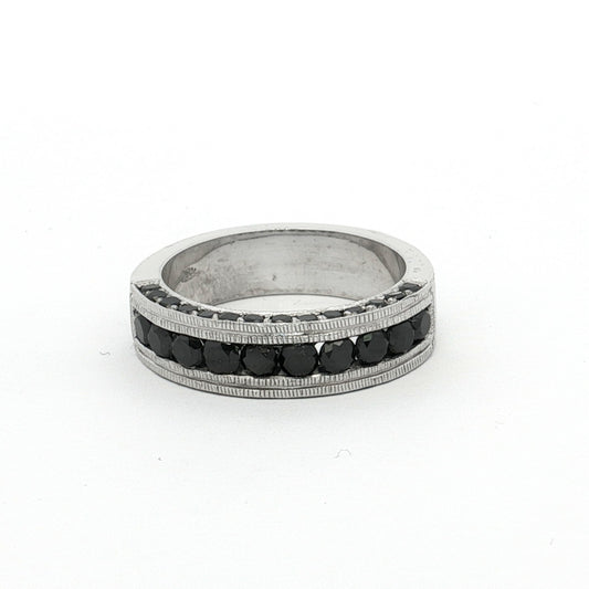 White Gold Black Diamond Band Ring