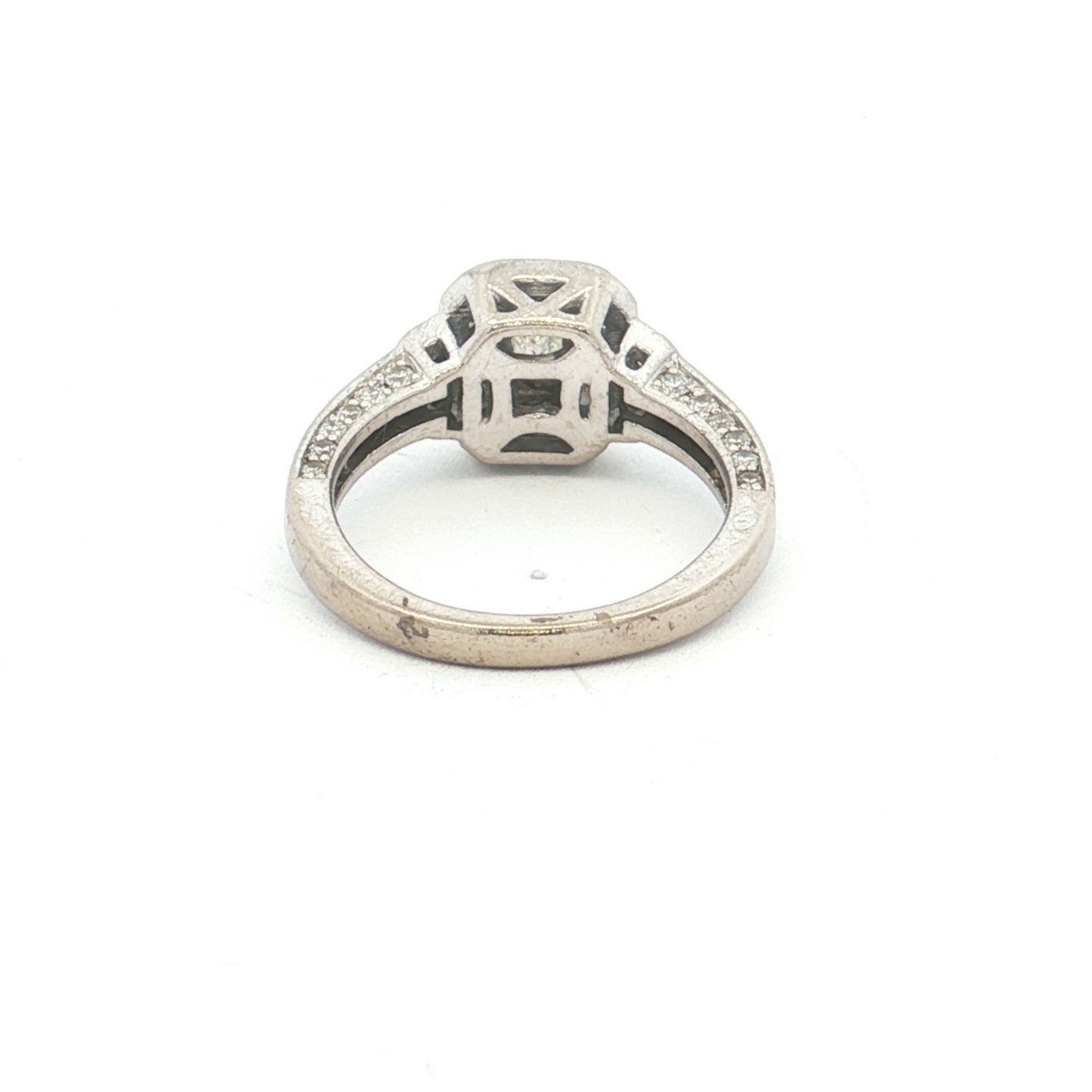 White Gold Emerald-Cut Diamond Cluster Ring