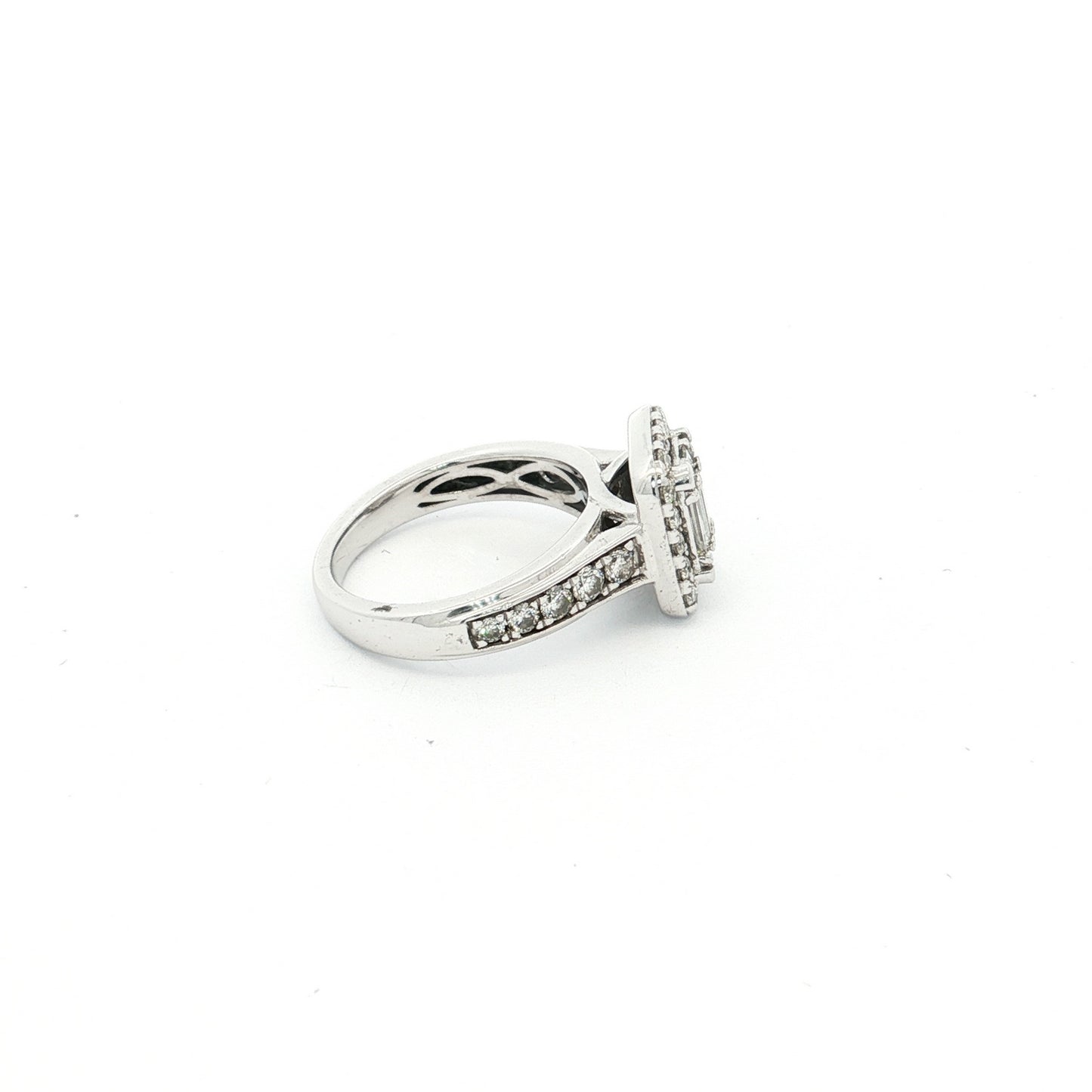 White Gold Baguette & Round Diamond Cluster Ring