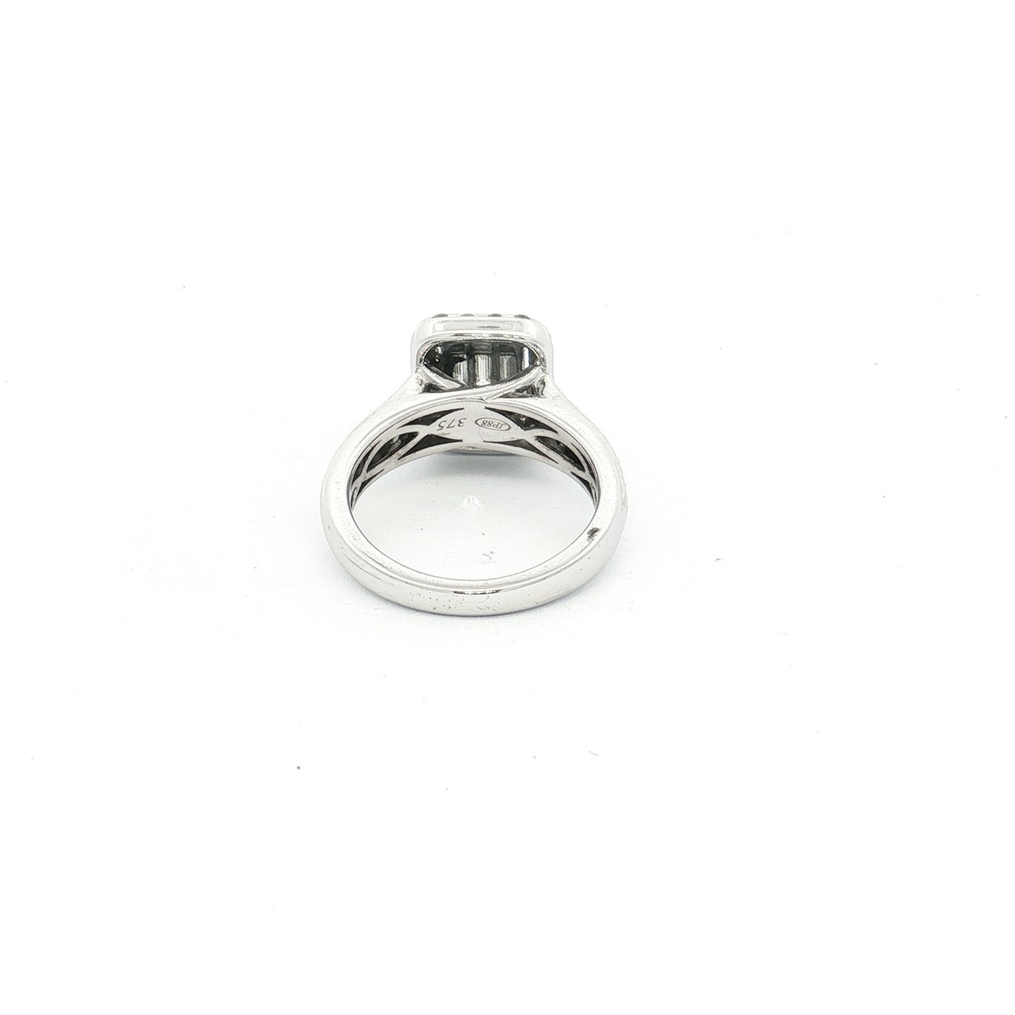 White Gold Baguette & Round Diamond Cluster Ring