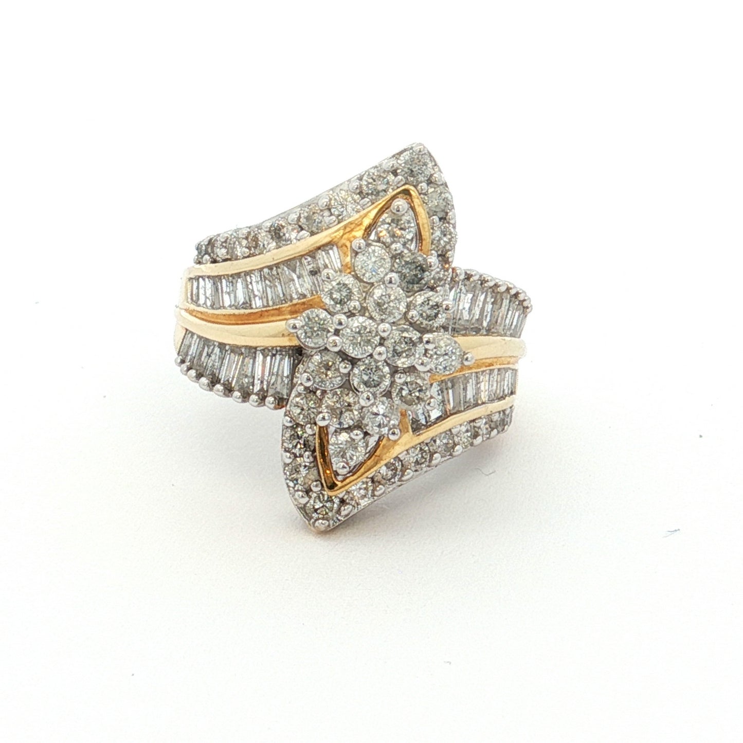 Yellow Gold Diamond Cluster Dress Ring