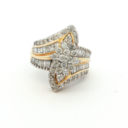 Yellow Gold Diamond Cluster Dress Ring