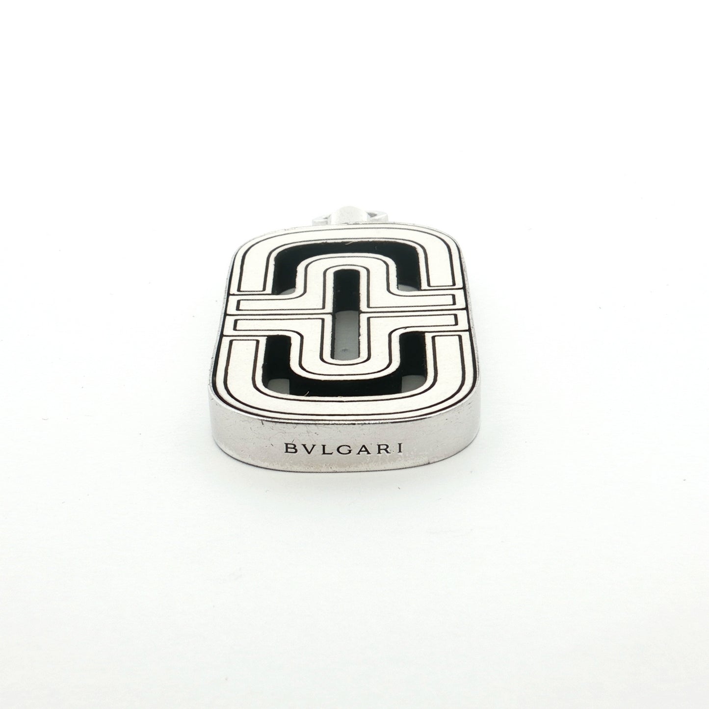 Bvlgari White & Black Enamel Sterling Silver Pendant