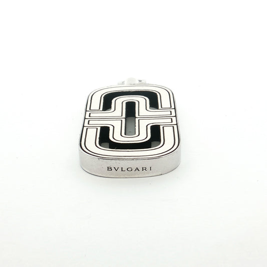 Bvlgari White & Black Enamel Sterling Silver Pendant