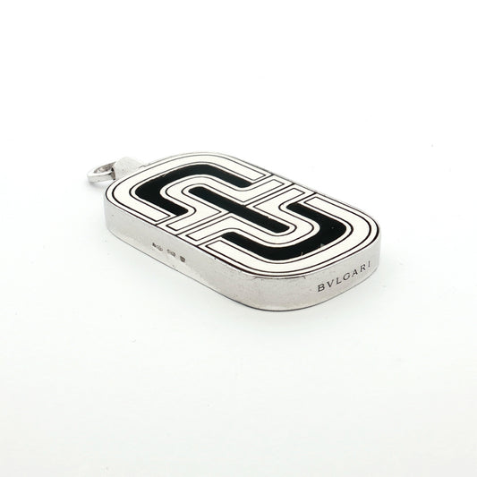 Bvlgari White & Black Enamel Sterling Silver Pendant