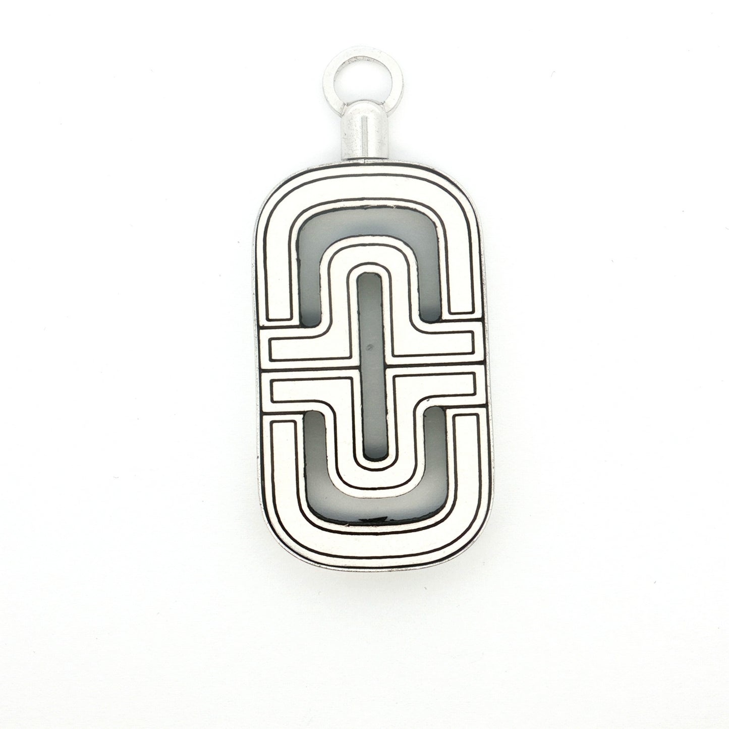 Bvlgari White & Black Enamel Sterling Silver Pendant