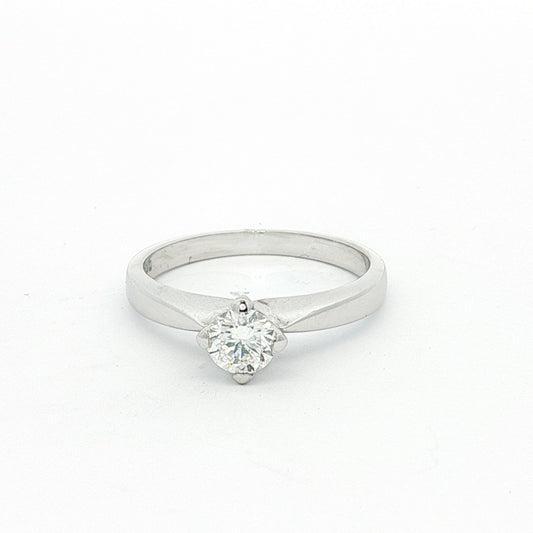 White Gold Round Brilliant Cut Diamond Solitaire Ring