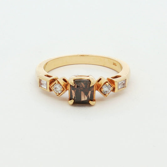 Yellow Gold Diamond Cushion-Cut Ring