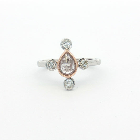 White & Rose Gold Pink Diamond Ring