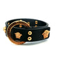 Versace Medusa Greca Black Leather Gold Bracelet