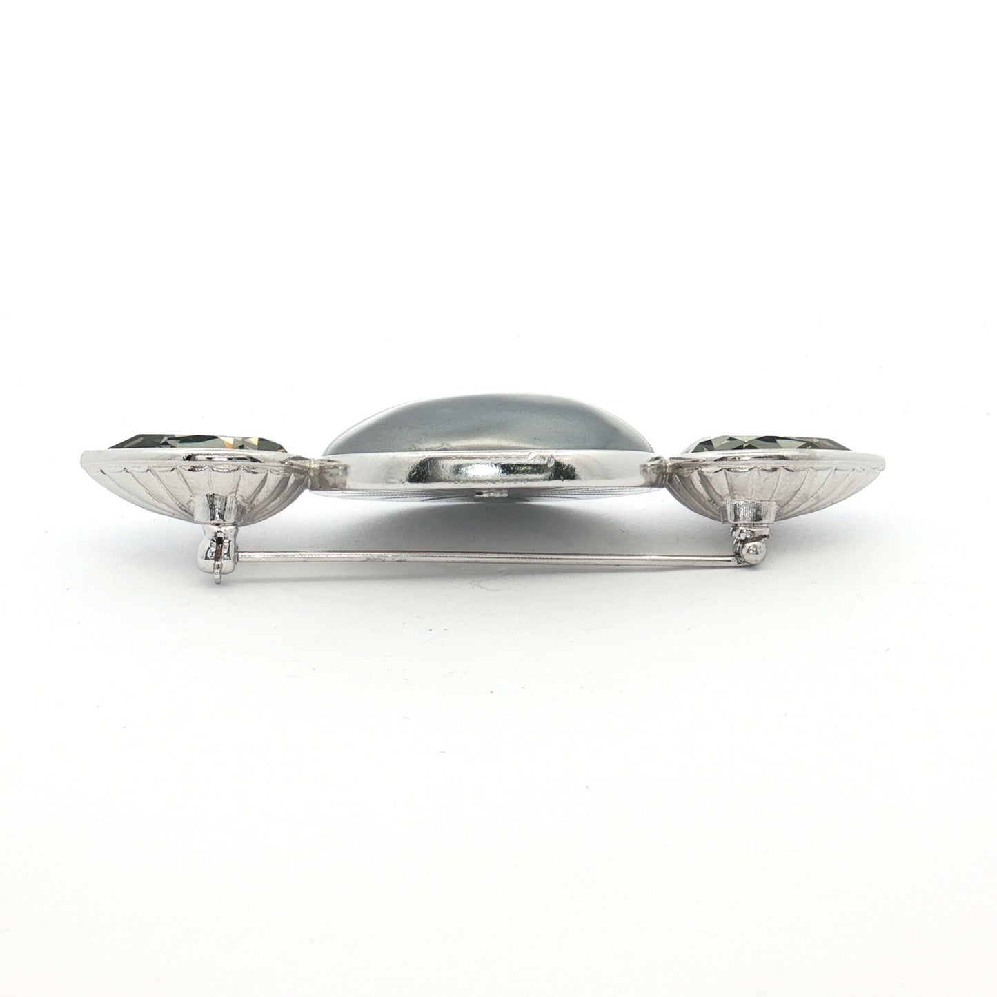 YSL Silver Crystal & Hematite Brooch