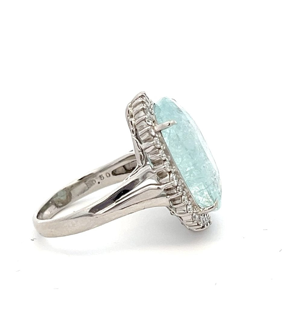 Platinum 15.06ct Paraiba Type & Diamond Cluster Ring image 3