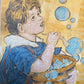 David Bromley 'Boy with Bubbles' Acrylic on Linen Painting152cm x 122cm image 0
