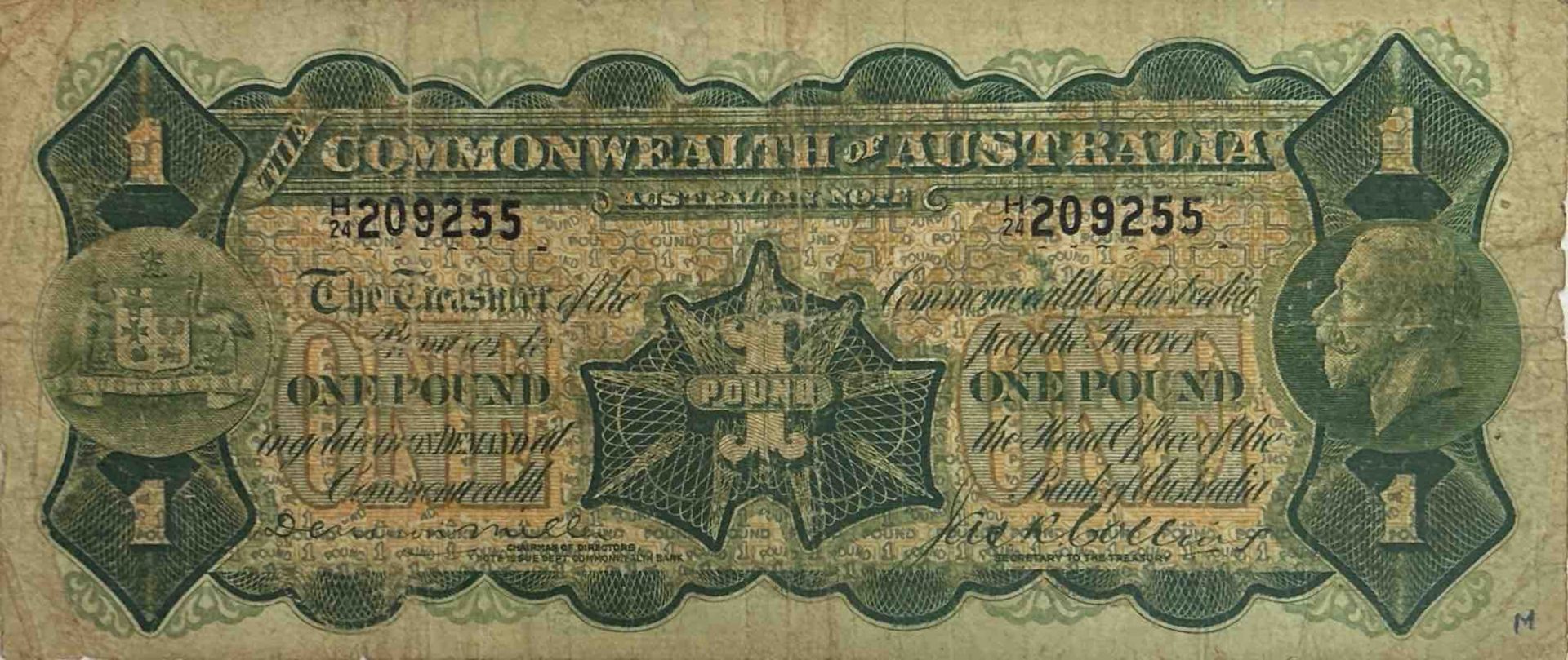 1923 Commonwealth of Australia One Pound Banknote image 0