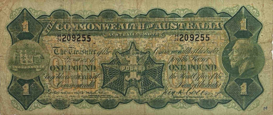 1923 Commonwealth of Australia One Pound Banknote image 0