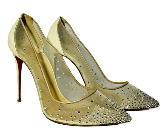Christian Louboutin Follies Strass 100 Nude Mesh & Crystal Pumps image 0