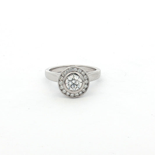 White Gold 0.80ct Diamond Halo Engagement Ring