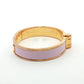 Hermès Charniere Uni Light Pink Enamel Gold Bracelet