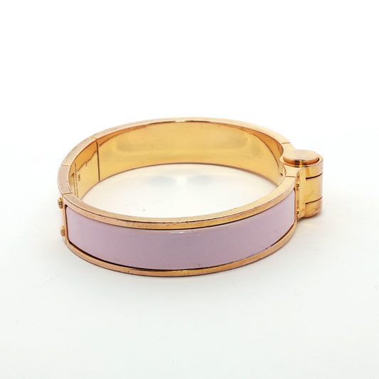 Hermès Charniere Uni Light Pink Enamel Gold Bracelet