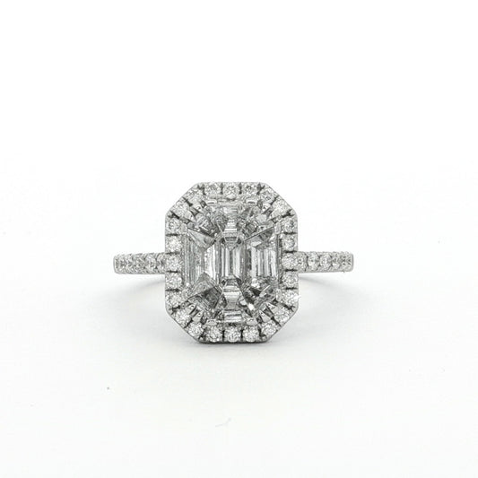 White Gold 1.11ct Illusion Set Diamond Engagement Ring