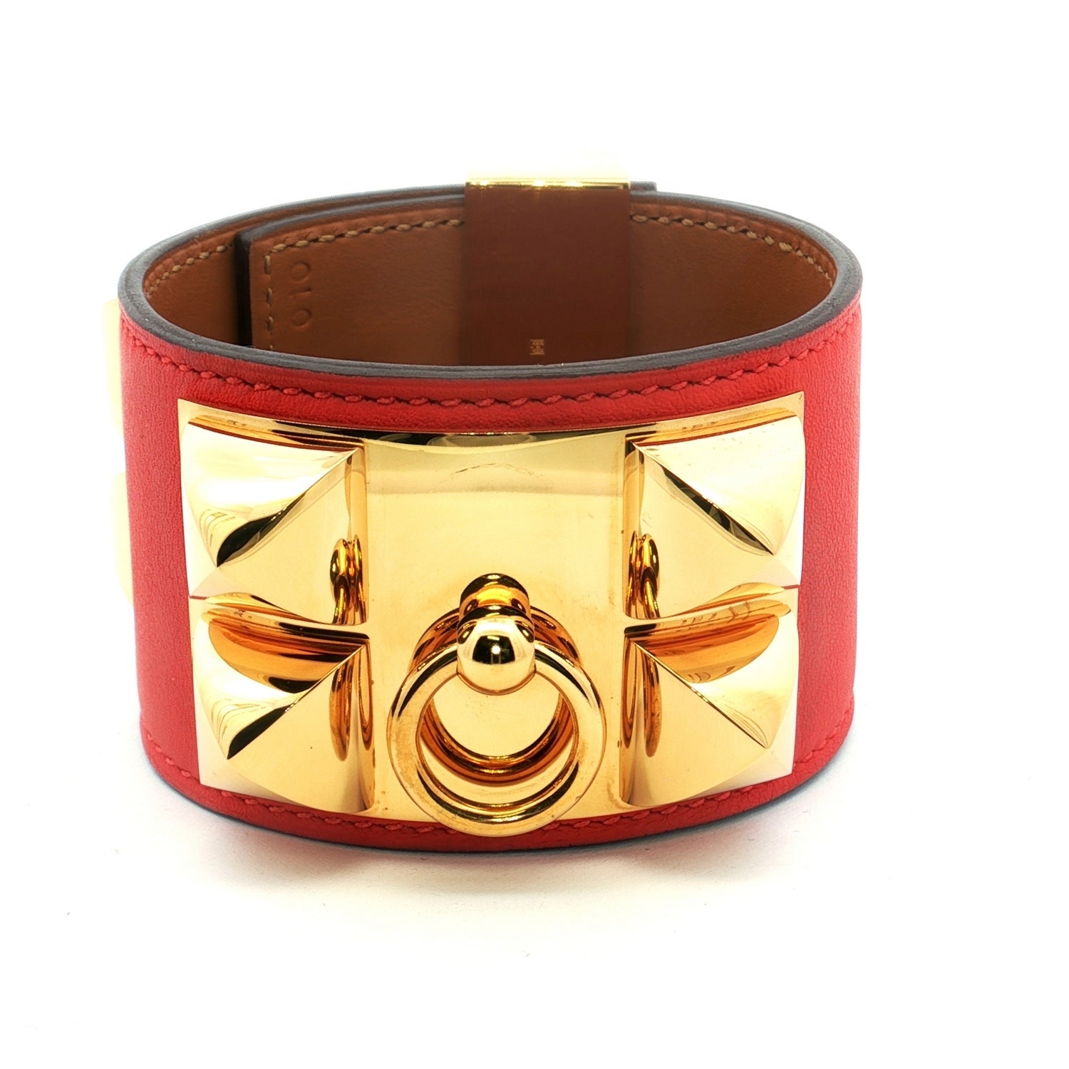 Hermès Collier de Chien Red Leather Gold Bracelet – LuvLuxe