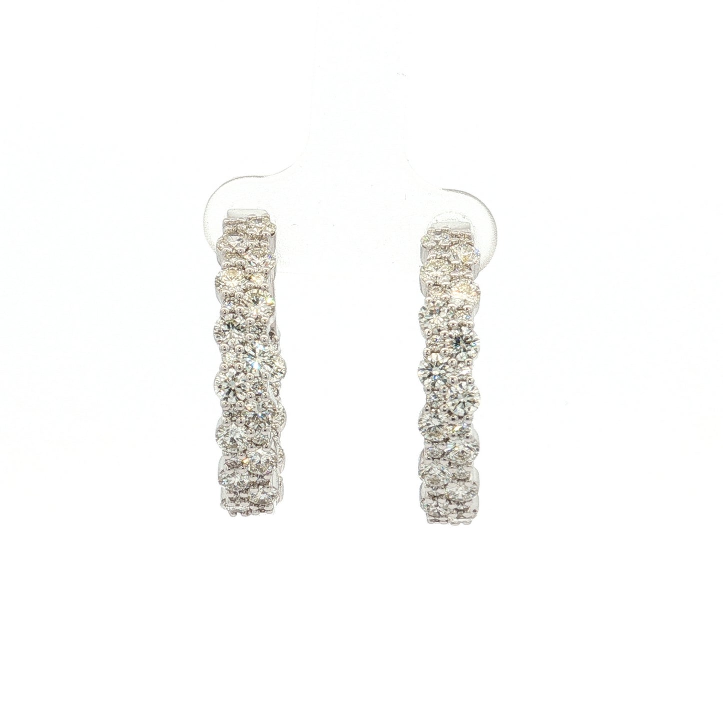 14ct White Gold Diamond Hoop Earrings – 88 Stones
