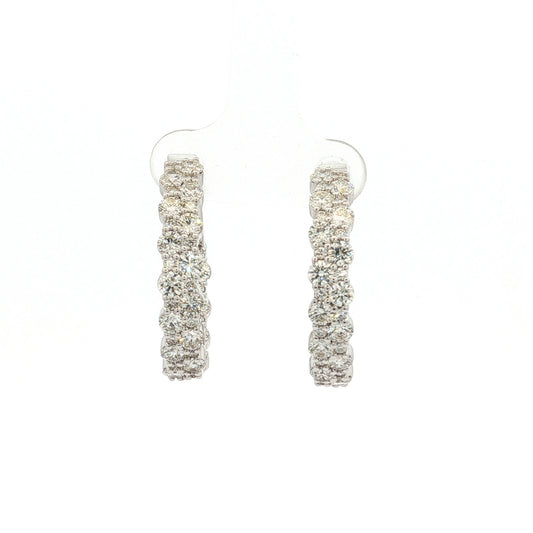 14ct White Gold Diamond Hoop Earrings – 88 Stones