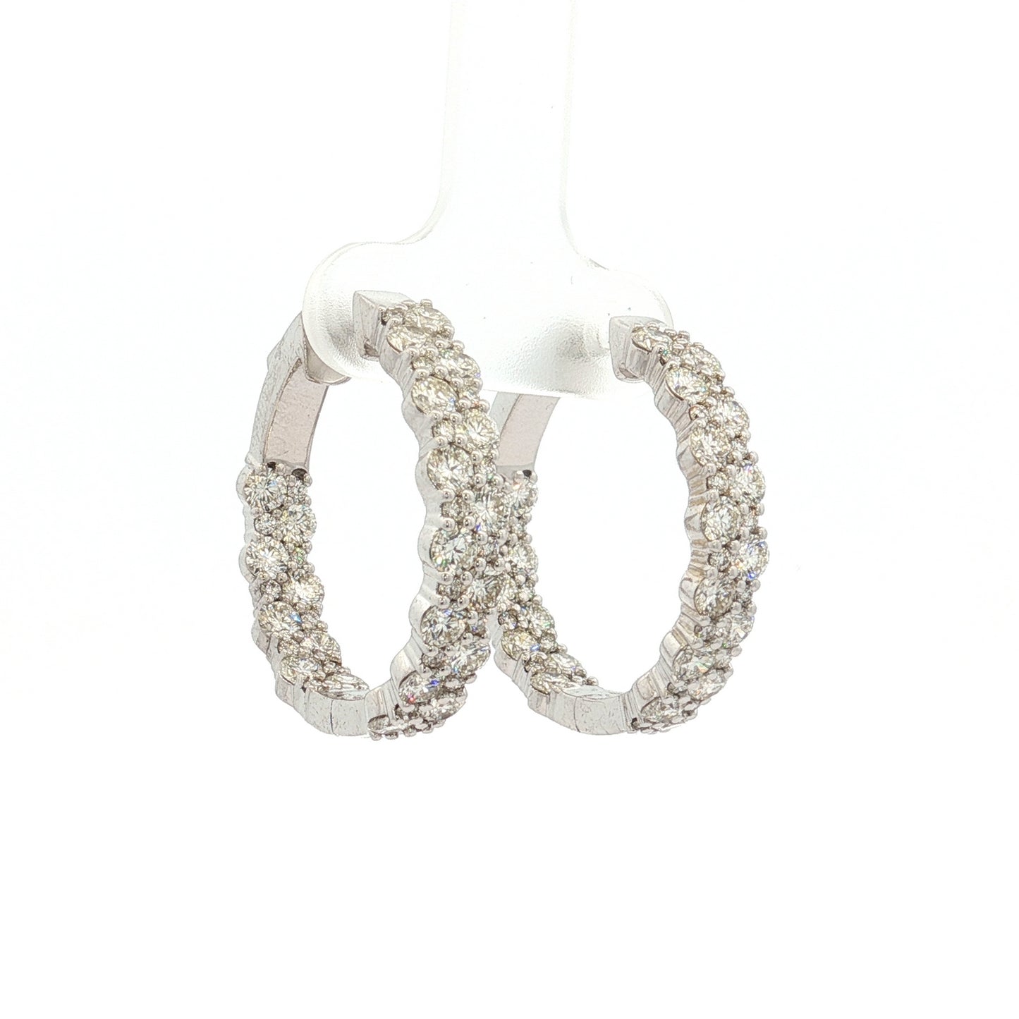14ct White Gold Diamond Hoop Earrings – 88 Stones