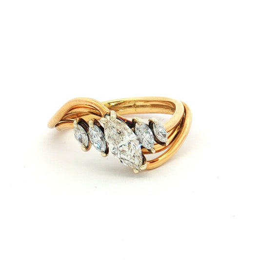 Yellow Gold Marquise Diamond Ring