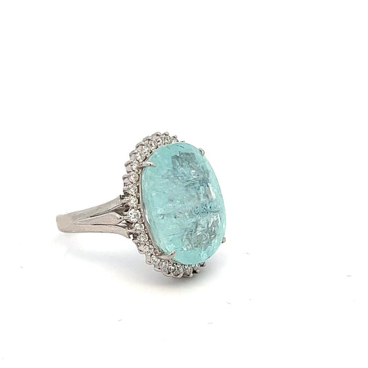 Platinum 15.06ct Paraiba Type & Diamond Cluster Ring image 1
