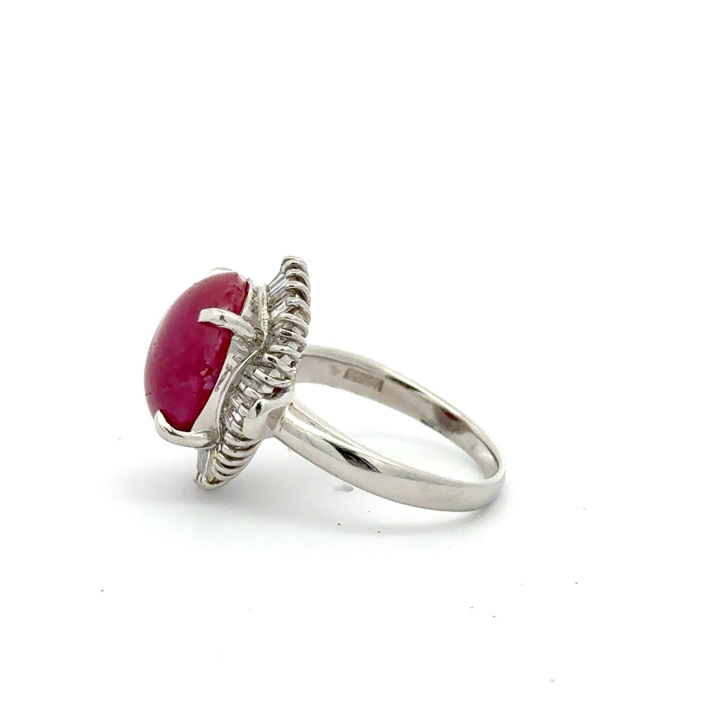 Platinum Star Ruby Diamond Cluster Ring
