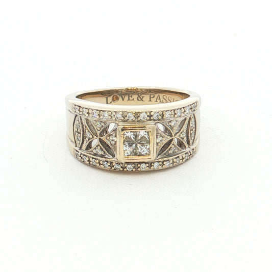 White Gold Princess & Round Brilliant Diamond Cluster Ring