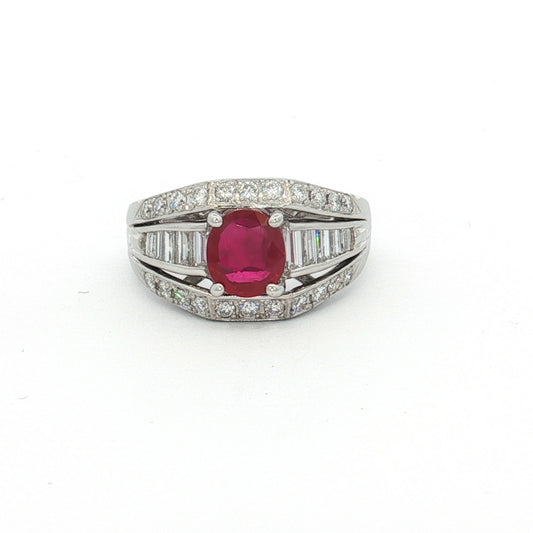 Platinum 1.14ct Ruby & Diamond Ring