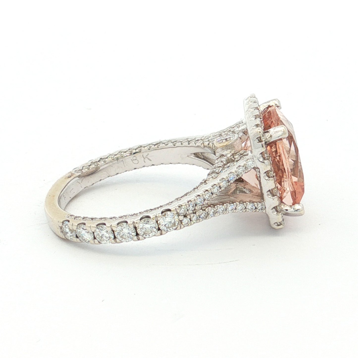 White Gold Morganite & Diamond Cluster Ring