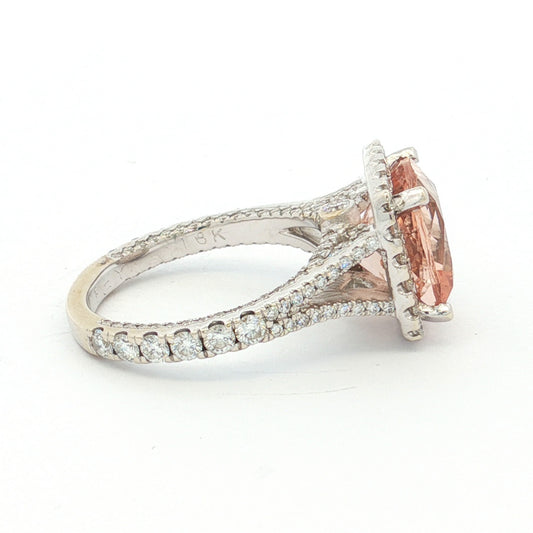 White Gold Morganite & Diamond Cluster Ring