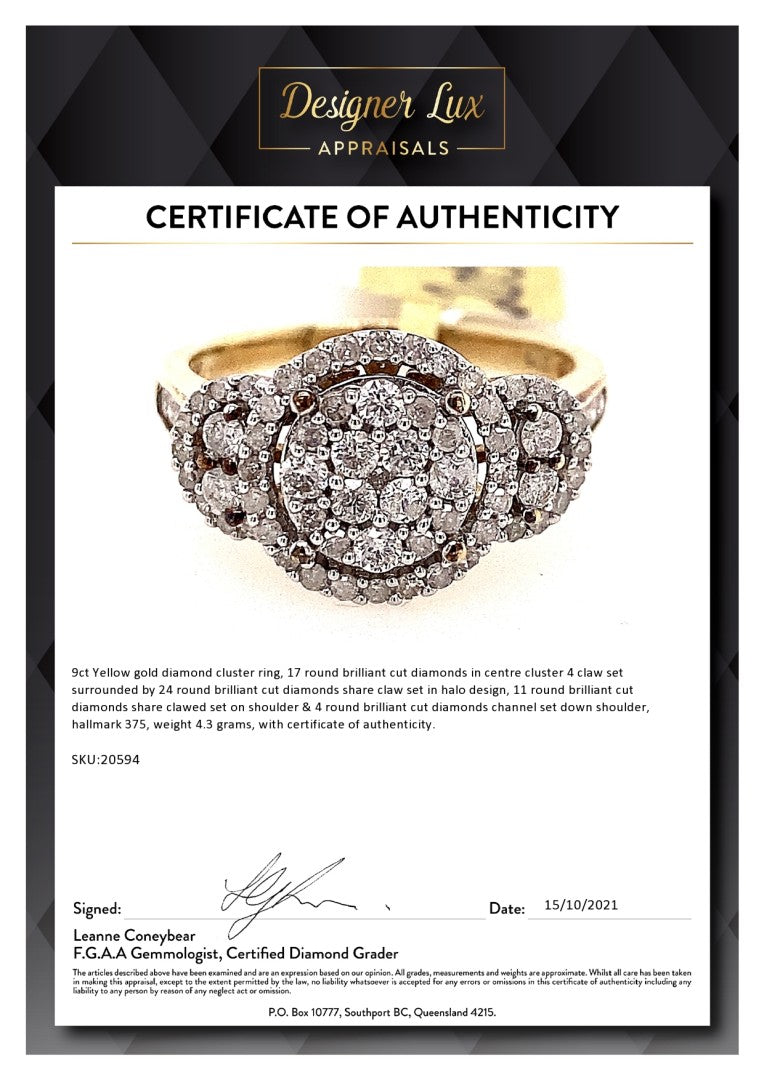 9ct Yellow Gold Diamond Cluster Ring image 3